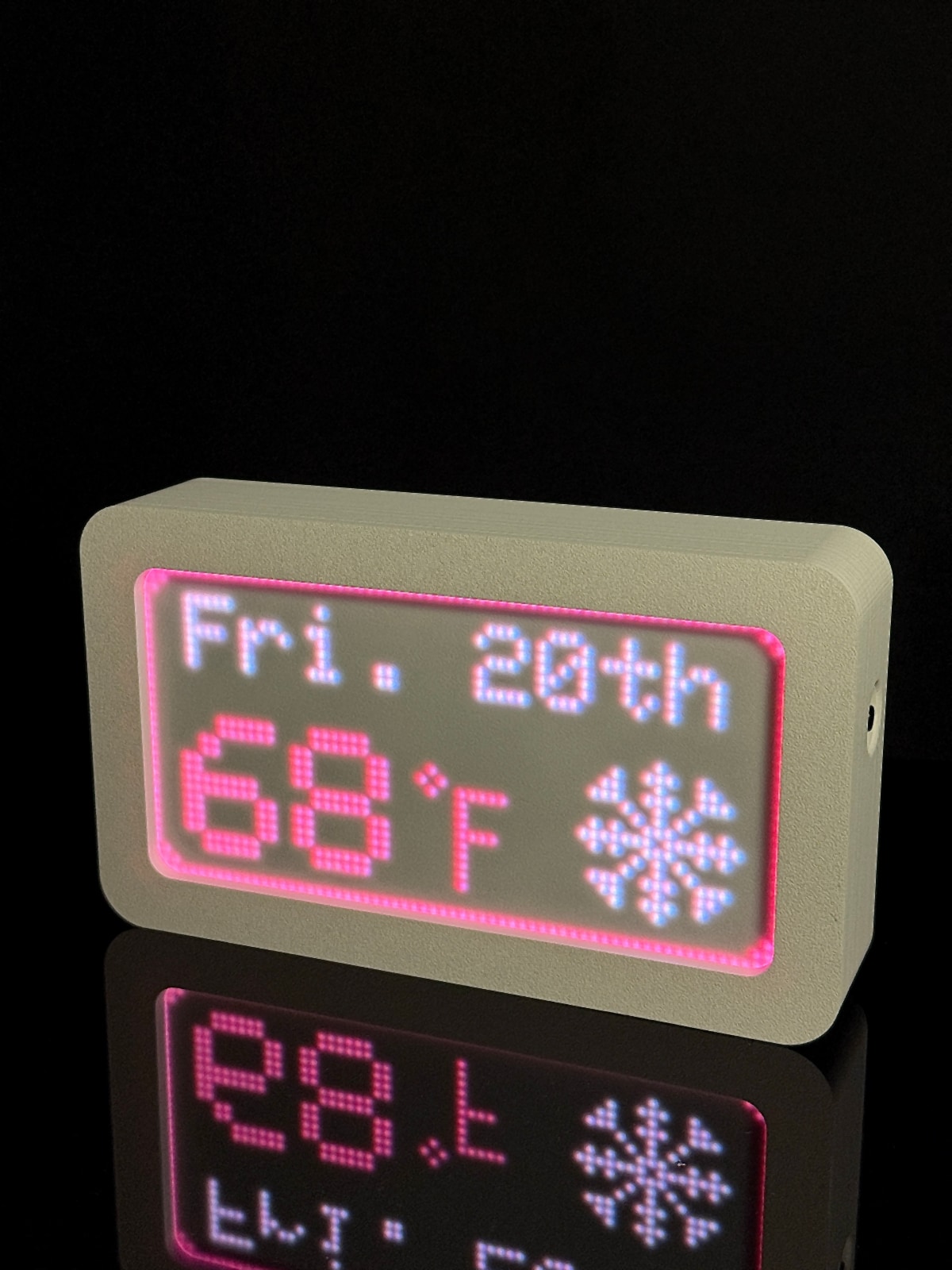 LumaGlow nightstand LED display in a personal room setup